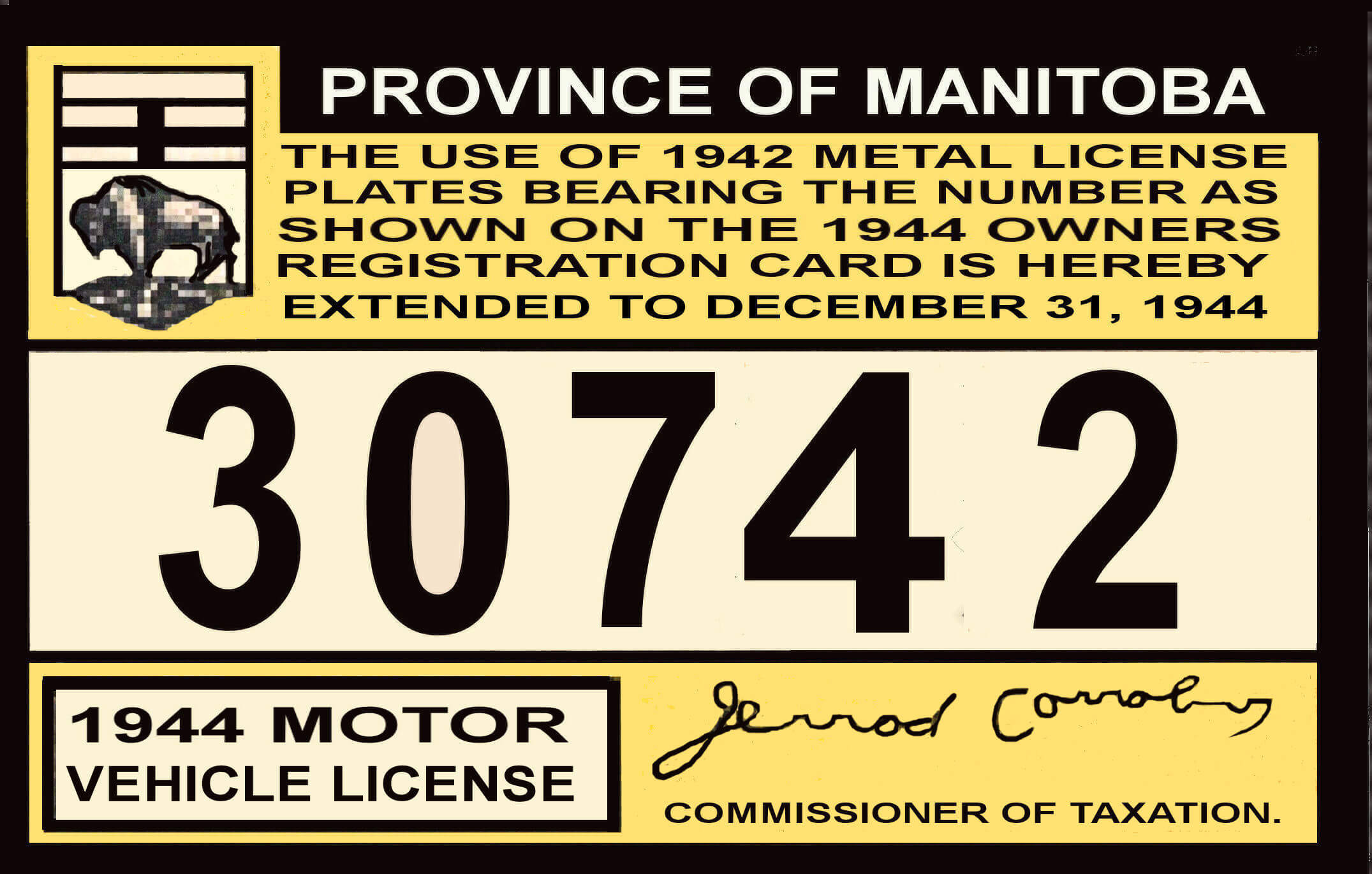 (image for) 1943-44 Manitoba Registration sticker